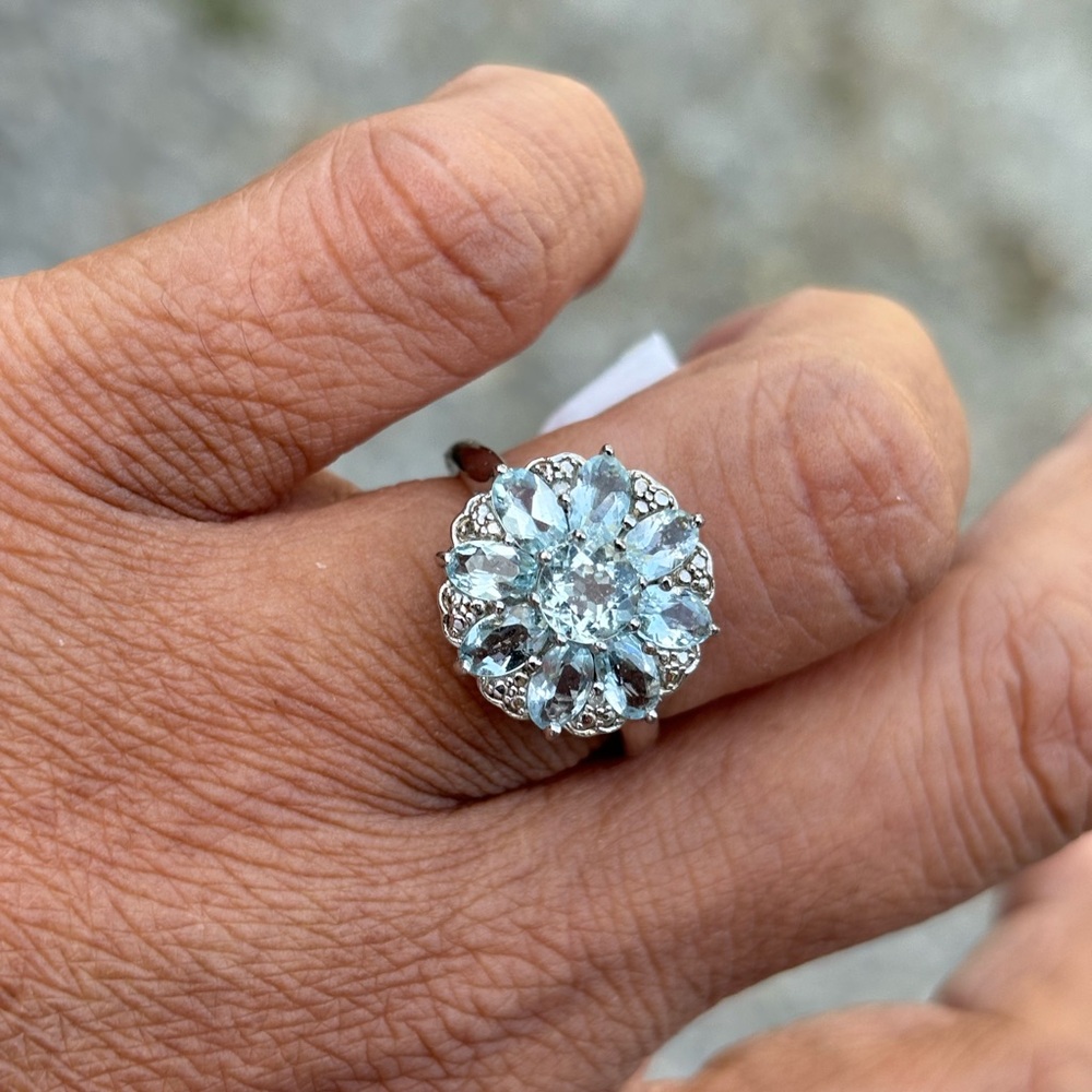 Sterling silver & Aquamarine Ring